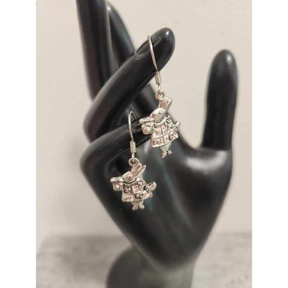 Silver Dangle Rabbit Earrings Rabbit Lover Earrings - Picture 1 of 10